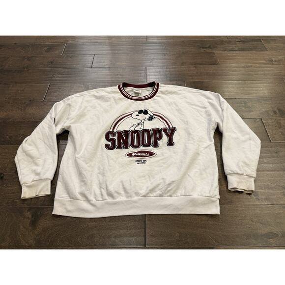 Peanuts Snoopy Womens White Long Sleeve Crew Neck Casual Pullover Sweatshirt XXL - Picture 2 of 9